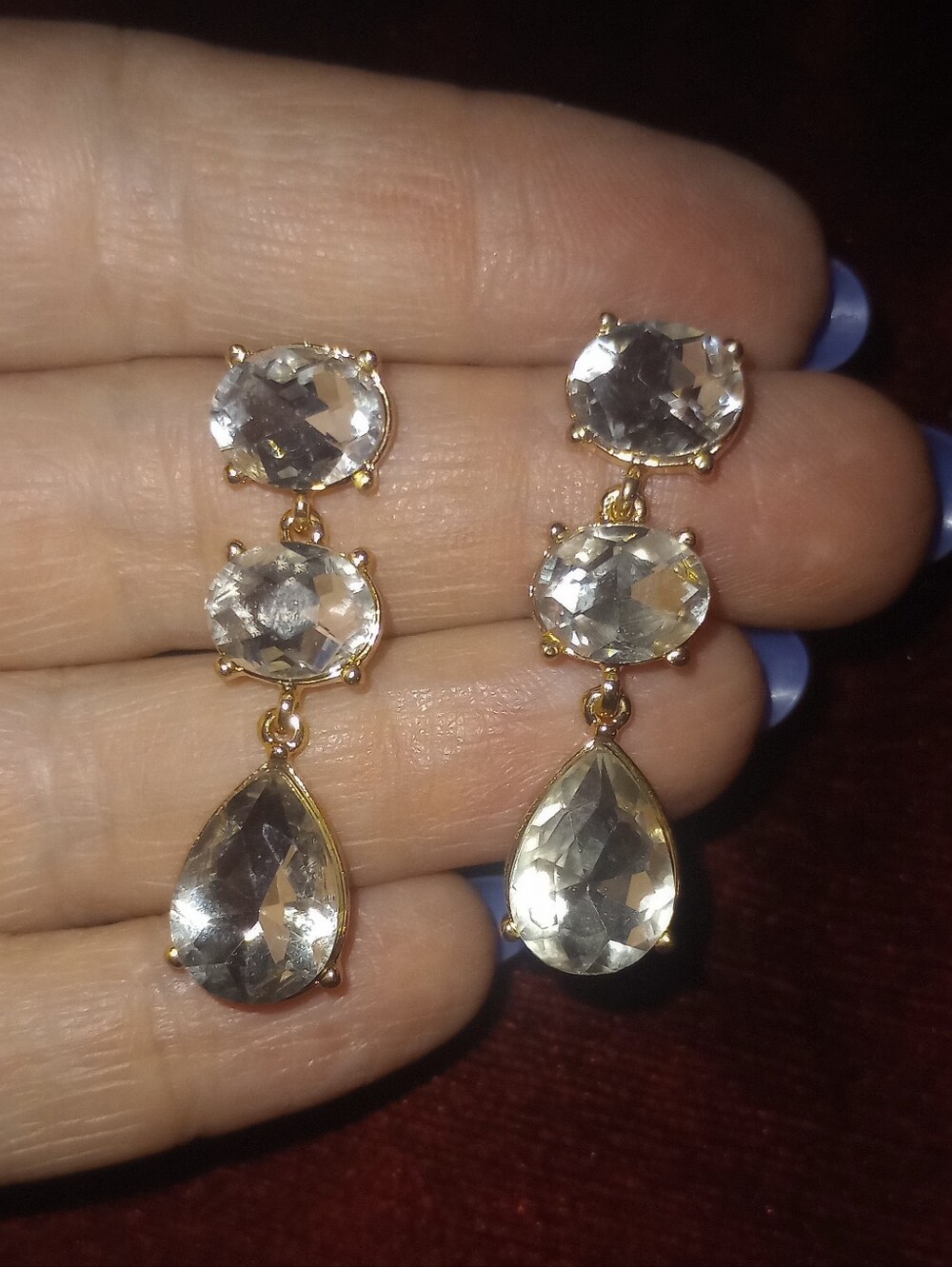 Gold-Tone Clear Crystal Drop Earrings